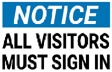 Visitors must sign in graphic